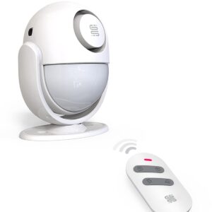 Grestok Standalone Motion Sensor Alarm | Wireless Security Alarms with Remote Control | 2-in-1 Alarm | Emergency/ Ringtone selection | External Sound Option with Stereo Jack | Dual Power (DC 5V / AAA)